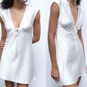 Zara White Satin Dress